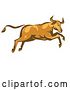 Vector Clip Art of Retro Angry Bull Attacking and Jumping by Patrimonio