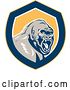 Vector Clip Art of Retro Angry Gorilla Screaming in a Yellow White and Blue Shield by Patrimonio