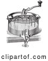 Vector Clip Art of Retro Antique Cake Mixer in Black and White by Picsburg