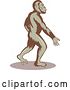 Vector Clip Art of Retro Ape Walking and Swinging His Arms by Patrimonio