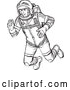 Vector Clip Art of Retro Astronaut Floating in Outer Space by BestVector