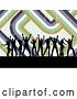 Vector Clip Art of Retro Background of Black Silhouetted Dancers with Lines by KJ Pargeter