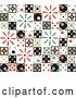 Vector Clip Art of Retro Background of Colorful Patchwork with Flowers, Diamonds and Circle Patterns by Steve Klinkel