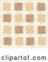 Vector Clip Art of Retro Background of Tan and Brown Squares in Rows with Scribbles by KJ Pargeter