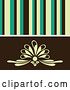 Vector Clip Art of Retro Background of Yellow, Green and Black Stipes over a Floral Design by Elaineitalia