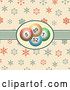 Vector Clip Art of Retro Background with Bingo Balls in a Ribbon Label over Snowflakes by Elaineitalia