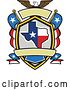 Vector Clip Art of Retro Bald Eagle Crest with the State of Texas and American Themed Flags by Patrimonio