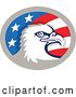 Vector Clip Art of Retro Bald Eagle Head in an American Themed Oval by Patrimonio