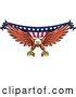 Vector Clip Art of Retro Bald Eagle Swooping with an American Flag Banner by Patrimonio