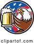 Vector Clip Art of Retro Bald Eagle Toasting with Beer in an American Flag Circle by Patrimonio