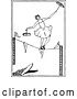 Vector Clip Art of Retro Ballerina Tight Rope Walking over an Alligator by Prawny Vintage