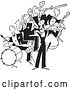 Vector Clip Art of Retro Band of Bass, Drum, Sax and Violin Players by BestVector