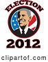 Vector Clip Art of Retro Barack Obama American President over Stars and Stripes with Election 2012 Text by Patrimonio
