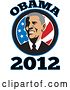 Vector Clip Art of Retro Barack Obama American President over Stars and Stripes with Text by Patrimonio