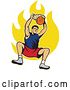 Vector Clip Art of Retro Basketball Player Dunking the Ball over Flames by Patrimonio