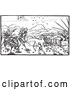 Vector Clip Art of Retro Battle Between Cranes and Pygmies 1 by Picsburg