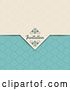 Vector Clip Art of Retro Beige and Turquoise Damask Patterned Invitation Design with Text by KJ Pargeter