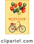 Vector Clip Art of Retro Bicycle and Balloon Happy Birthday Greeting on Yellow by Eugene