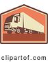 Vector Clip Art of Retro Big Rig Container Truck and Trailer by Patrimonio