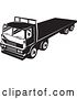 Vector Clip Art of Retro Big Rig Truck with a Flat Bed by Patrimonio