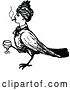 Vector Clip Art of Retro Bird Lady with a Cigarette and Wine by Prawny Vintage