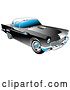 Vector Clip Art of Retro Black 1955 Ford Thunderbird Car with a White Removable Fiberglass Top and Chrome Accents by Andy Nortnik