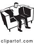 Vector Clip Art of Retro Black and Whit Eman Sitting on a Couch by Patrimonio