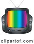 Vector Clip Art of Retro Black Box Television with Colorful Lines on the Screen by BNP Design Studio