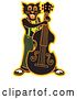 Vector Clip Art of Retro Black Cat Playing a Bass Fiddle in a Band Clipart Illustration by Andy Nortnik