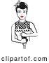 Vector Clip Art of Retro Black Haired Housewife or Maid Lady Grinding Fresh Pepper 2 by Andy Nortnik