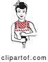 Vector Clip Art of Retro Black Haired Housewife or Maid Lady Grinding Fresh Pepper by Andy Nortnik