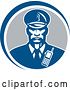 Vector Clip Art of Retro Black Security Guard in a Blue and Gray Circle by Patrimonio