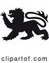 Vector Clip Art of Retro Black Silhouetted Heraldic Lion Clawing by Vector Tradition SM