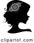 Vector Clip Art of Retro Black Silhouetted Profiled Lady Wearing a Doily Headdress by BNP Design Studio
