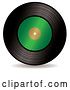 Vector Clip Art of Retro Black Vinyl Record with a Blank Green Label by Michaeltravers