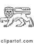 Vector Clip Art of Retro Black Walking Heraldic Lion by Vector Tradition SM