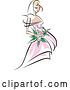 Vector Clip Art of Retro Blond Bride in a Pink Dress 2 by Vector Tradition SM