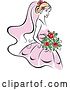 Vector Clip Art of Retro Blond Bride in a Pink Dress by Vector Tradition SM