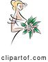 Vector Clip Art of Retro Blond Bride with Pink Flowers by Vector Tradition SM