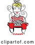 Vector Clip Art of Retro Blond Housewife Holding Freshly Baked Cookies by Andy Nortnik