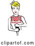 Vector Clip Art of Retro Blond Housewife or Maid Lady Grinding Fresh Pepper by Andy Nortnik