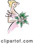Vector Clip Art of Retro Blond White Bride or Bridesmaid in a Pink Dress by Vector Tradition SM