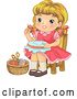 Vector Clip Art of Retro Blond White Girl Working on an Embroidery Frame by BNP Design Studio
