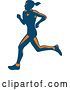 Vector Clip Art of Retro Blue and Orange Female Marathon Runner 2 by Patrimonio