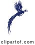 Vector Clip Art of Retro Blue and White Flying Pheasant Bird by Patrimonio
