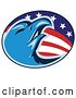 Vector Clip Art of Retro Blue Bald Eagle Head in an American Flag Oval by Patrimonio