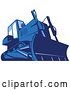 Vector Clip Art of Retro Blue Bulldozer Machine by Patrimonio