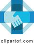 Vector Clip Art of Retro Blue Cross with Shaking Hands by Patrimonio