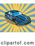 Vector Clip Art of Retro Blue Ford GT V8 Sports Car by Patrimonio