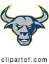 Vector Clip Art of Retro Blue Gray and Yellow Texas Longhorn Bull Head by Patrimonio